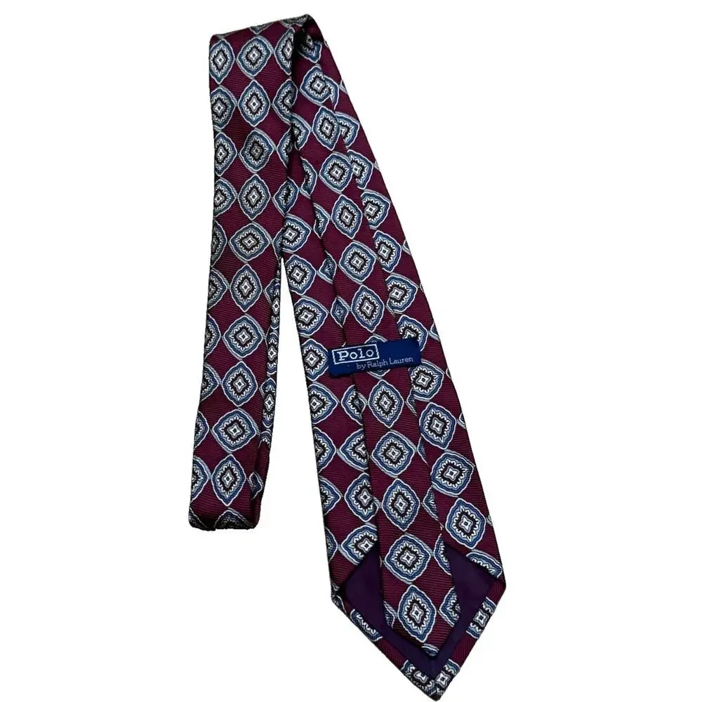 Polo Ralph Lauren 100% Tie Art Deco Medallion Hand Made USA American 57”